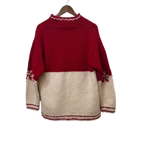 Vintage Festive Red and Cream Turtleneck Sweater - Picture 8 of 8